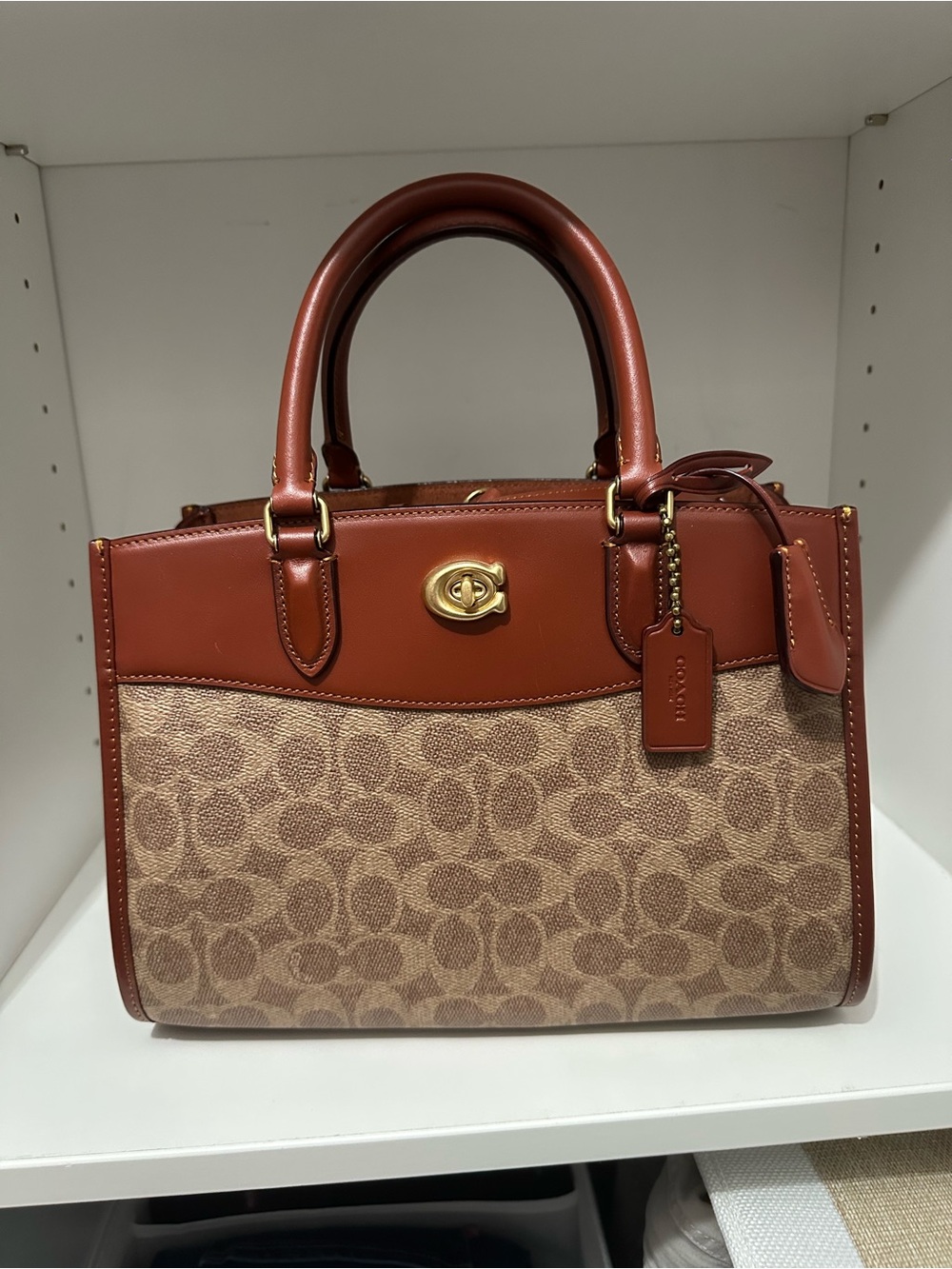 Coach Brooklyn Carryall in Acorn with Gold Hardware. Like New With Tag. CE733.